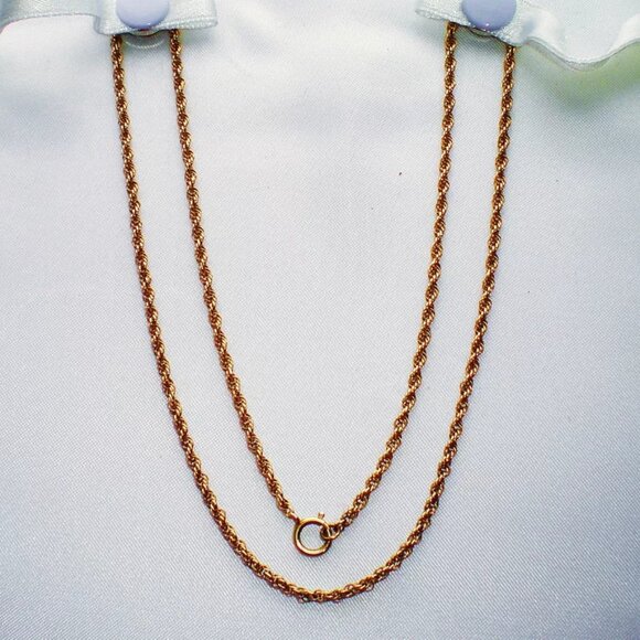 Vintage Solid 14K Yellow Gold Twisted Rope Necklace Chain 14kt 19.5
